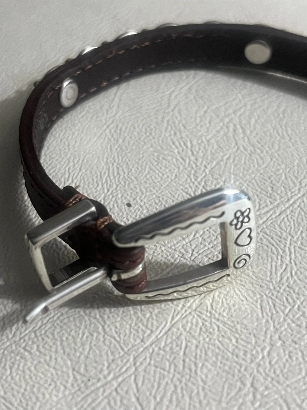 Brighton Brown Leather Bracelet with Decorative Silver-tone Charms